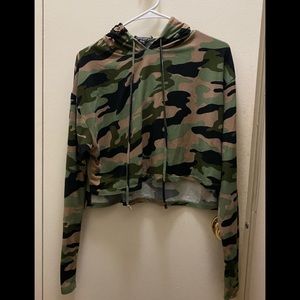 Army crop top hoody